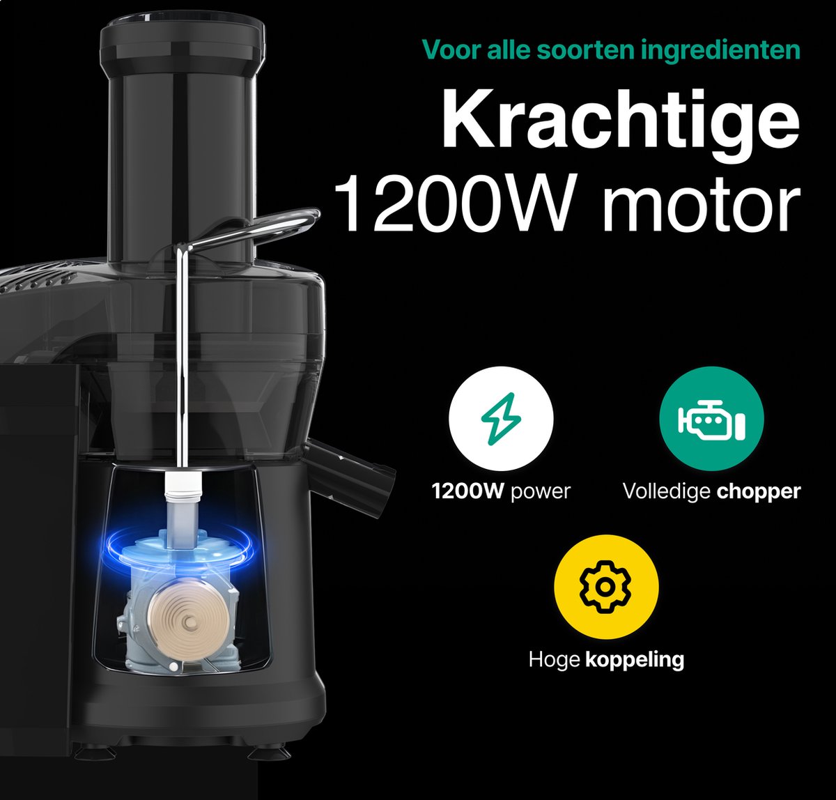 Sapcentrifuge - Voor Groenten en Fruit - Juicer - 1200W - 1.25 L - 3 snelheden - Vivid Green review: snel sap persen, beste koop