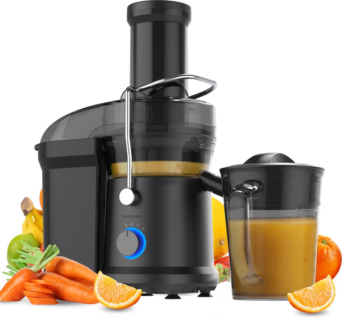 Sapcentrifuge - Voor Groenten en Fruit - Juicer - 1200W - 1.25 L - 3 snelheden - Vivid Green review: snel sap persen, beste koop