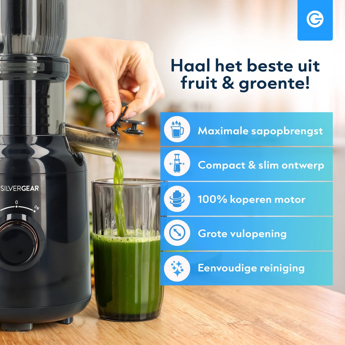 Slowjuicer XL 1000ml review: koud persen met 104mm vulopening
