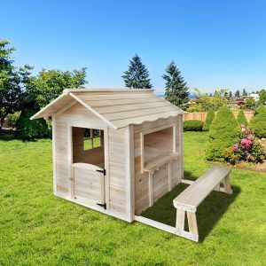 Speelhuis THE GRAND PALACE - Met speelbank - onbehandeld hout (138 x 166cm) review voor tuinplezier