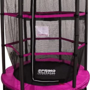 SPRING Trampoline - 140 cm met veiligheidsnet - Black Edition - roze rand review: veilig springen, ideale tuintrampoline