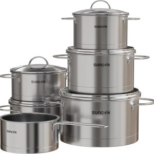 SUNCOK 6-delige Pannenset 18/10 RVS review: ideaal voor inductie