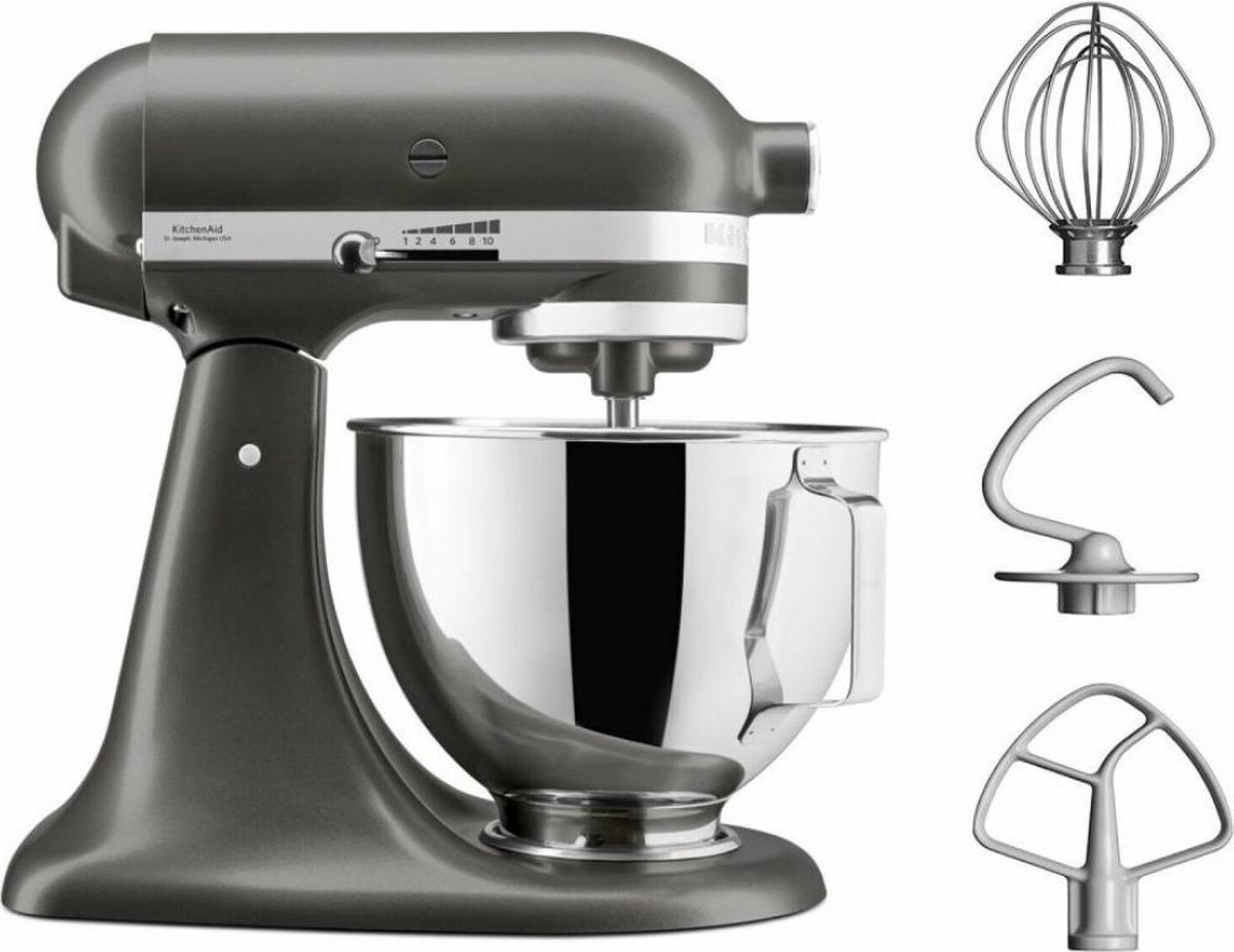 Test: KitchenAid Keukenrobot met kantelbare kop 4,3L - Artisan 5KSM95PSESZ - Slate voor deeg kneden, standmixer