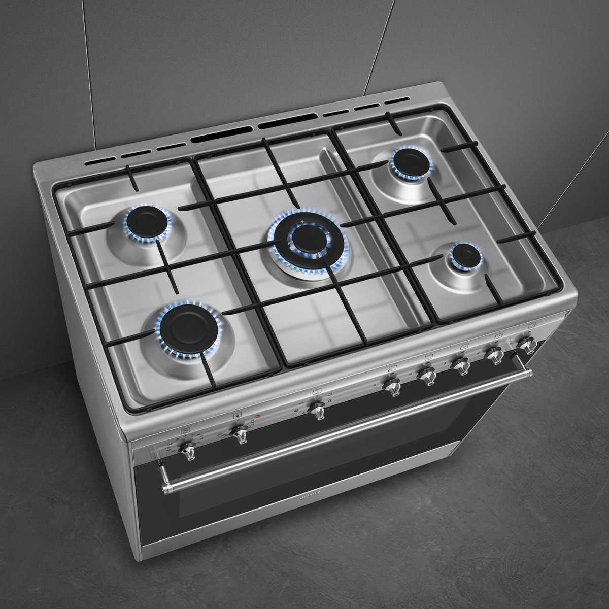 Test wok SMEG CX91GMXNLK - Gasfornuis - 90 cm - RVS - 5 kookzones