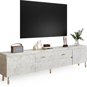 TV Meubel Wit met Marmerlook – Industrieel review: opbergruimte