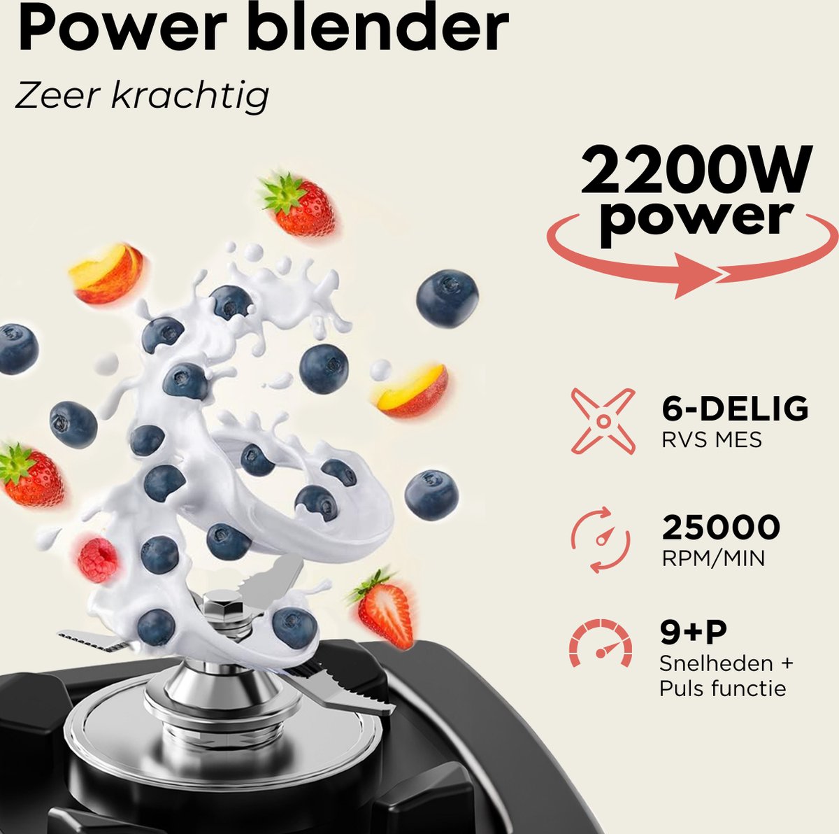 VAIVE Pro+ Power Blender - 2L - 2200W - 9 Snelheden - Perfect voor Smoothies & IJscrushen review: sneller smoothies en ijs crushen, krachtig keukenapparaat
