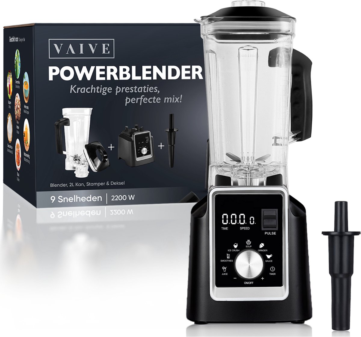 VAIVE Pro+ Power Blender - 2L - 2200W - 9 Snelheden - Perfect voor Smoothies & IJscrushen review: sneller smoothies en ijs crushen, krachtig keukenapparaat