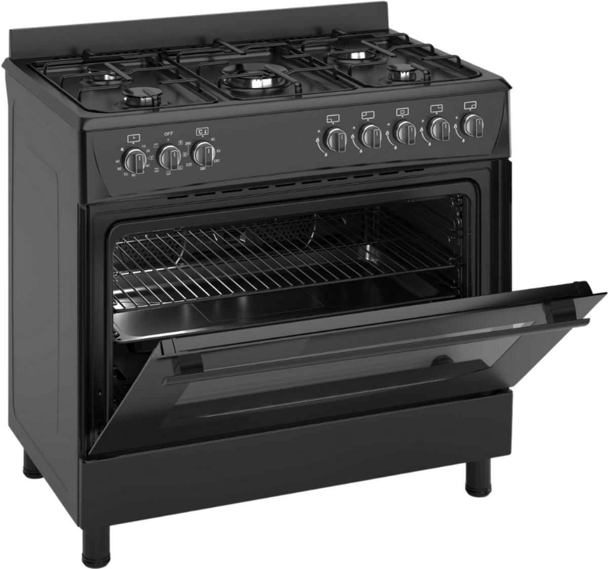 Wiggo WO‑E905R(BB) review: gasfornuis, 110L oven en wokbrander