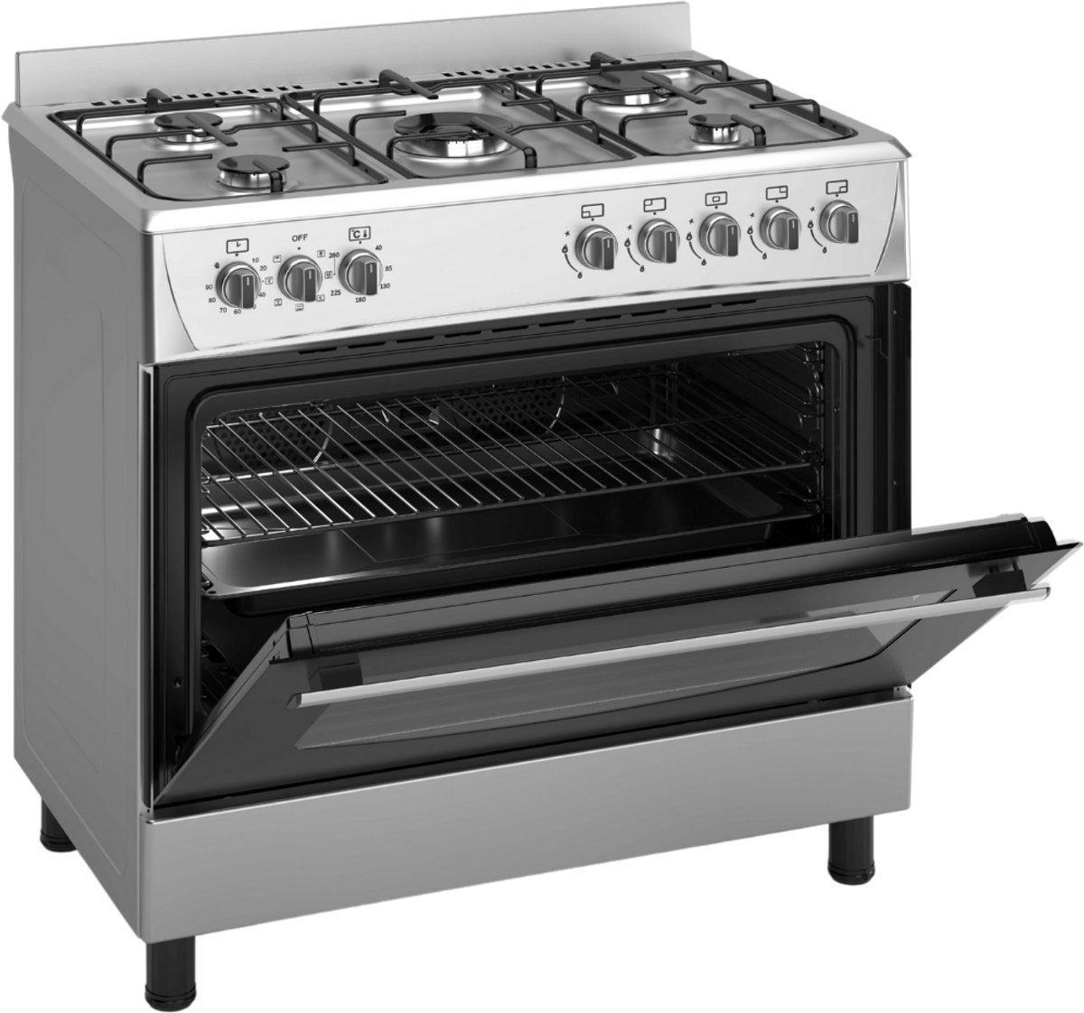Wiggo WO‑E905R(XX) review: 5-pits gasfornuis, 110L oven