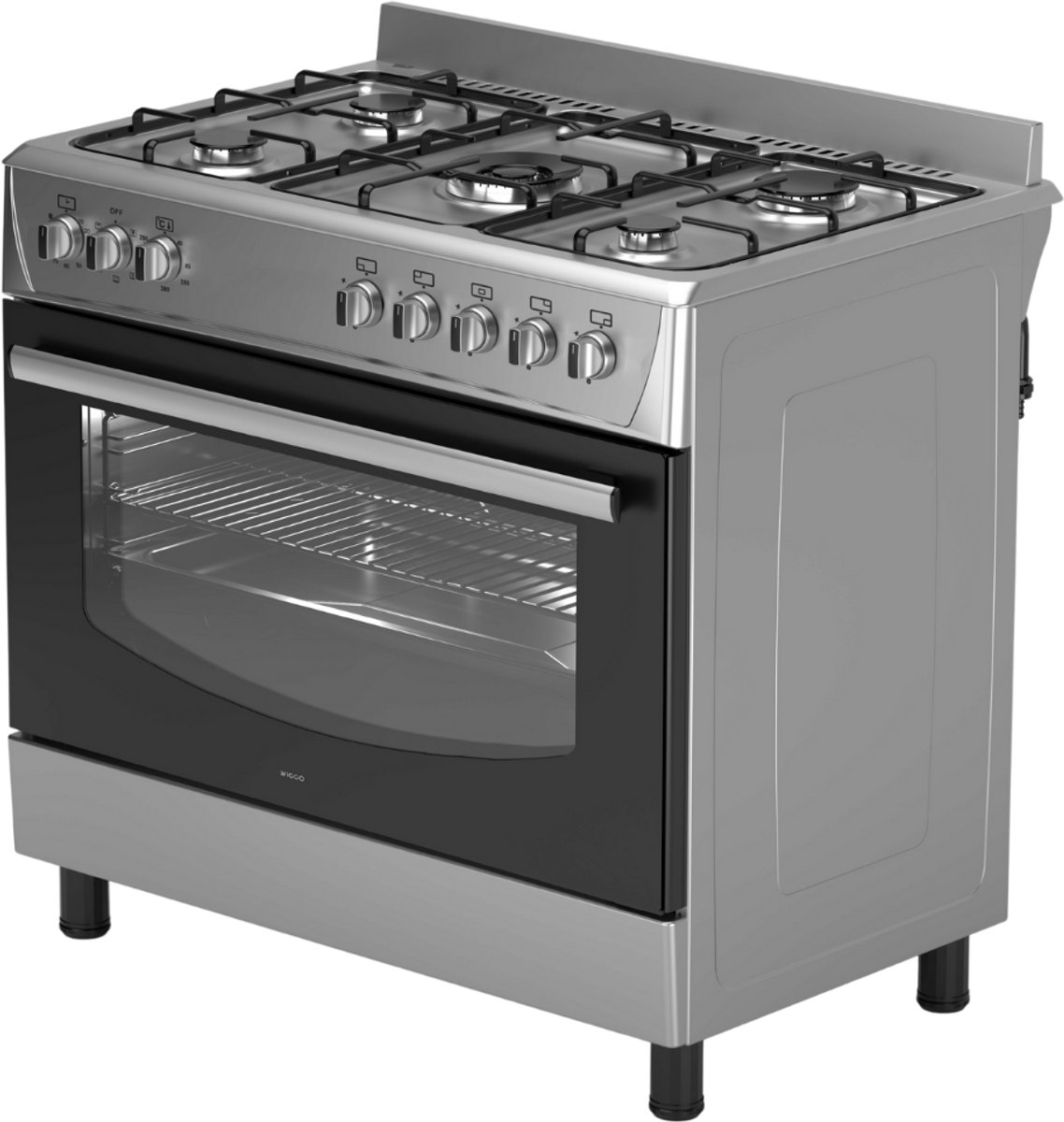Wiggo WO‑E905R(XX) review: 5-pits gasfornuis, 110L oven