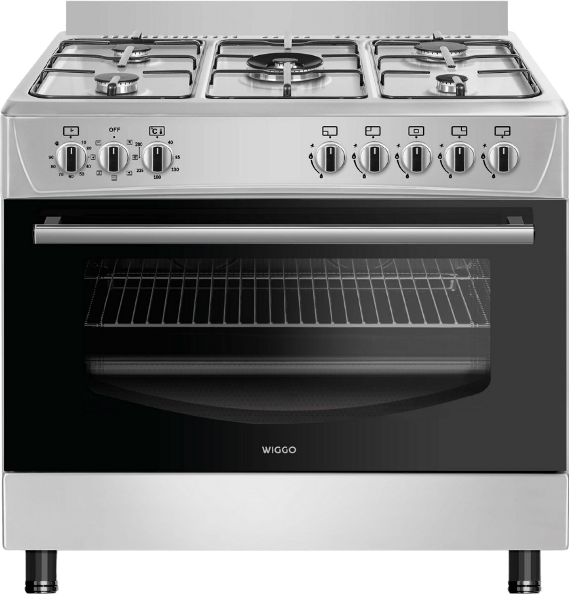 Wiggo WO‑E905R(XX) review: 5-pits gasfornuis, 110L oven