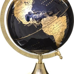 Atmosphera Decoratie wereldbol/globe zwart/goud op metalen voet D20 x H33 cm - Landen/continenten topografie review: educatief woonaccessoire voor bureau
