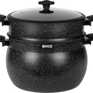BIKO - Couscous pan - Stoompan - Marmeren coating - 6 Liter - Zwart test voor inductie