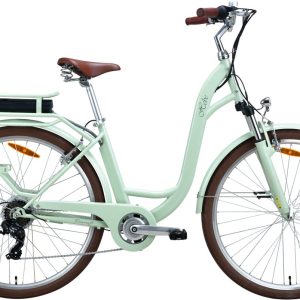 Elektrische fiets dames meisjes groen - 28 inch - 46cm frame - 7 versnellingen - 360 Wh accu review: lange actieradius e-bike
