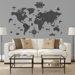 Houten Wereldkaart BUDGET - Zwart review: muurdecoratie