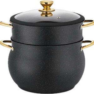 Kadirelli Couscous Pan met Deksel - Ø28cm - Zwart/Goud - Stoompan review: snel stomen op inductie