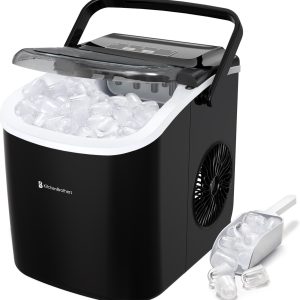 KitchenBrothers - 1.2L - IJsblokjesmachine - 12kg/24 uur - IJsblokjesmaker - IJsschep - Draagbaar – Zelfreinigingsfunctie - Zwart review: snel ijsblokjes voor je thuisbar