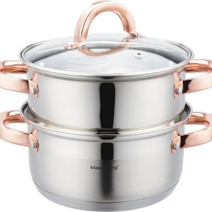Klausberg 7725 - stoompan - 3 delig - 18cm - rvs - alle warmtebronnen test voor inductie