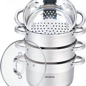 Klausberg Stoompan - Rijst- en Groentestomer 5-Delig - Ø 18 cm - Roestvrijstaal Met Glasdeksel 2.5L review: vitaminen behouden, gezond koken