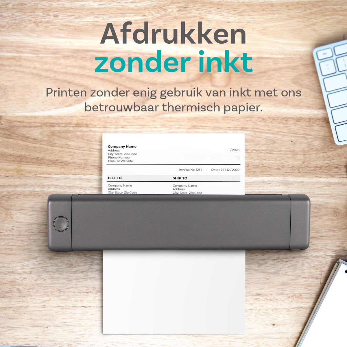Pora&Co - Thermal Printer - Portable Printer A4 test zonder inkt