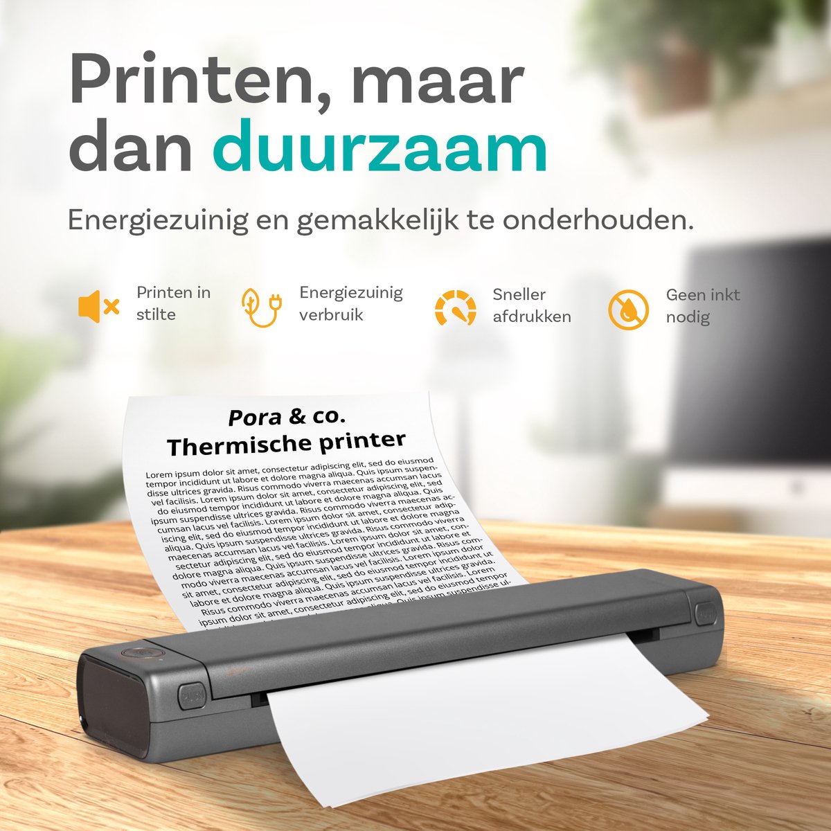 Pora&Co - Thermal Printer - Portable Printer A4 test zonder inkt