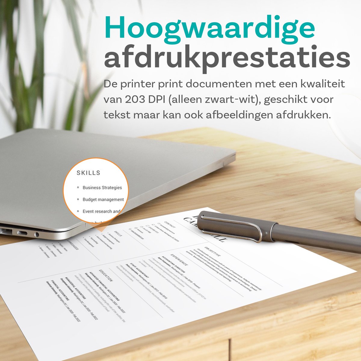 Pora&Co - Thermal Printer - Portable Printer A4 test zonder inkt