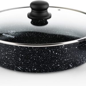 Westinghouse Hapjespan – Ø 28 cm – Inductie – PFOA-vrij – Inclusief Deksel – Black Marble review: anti-aanbaklaag voor vetarm bakken