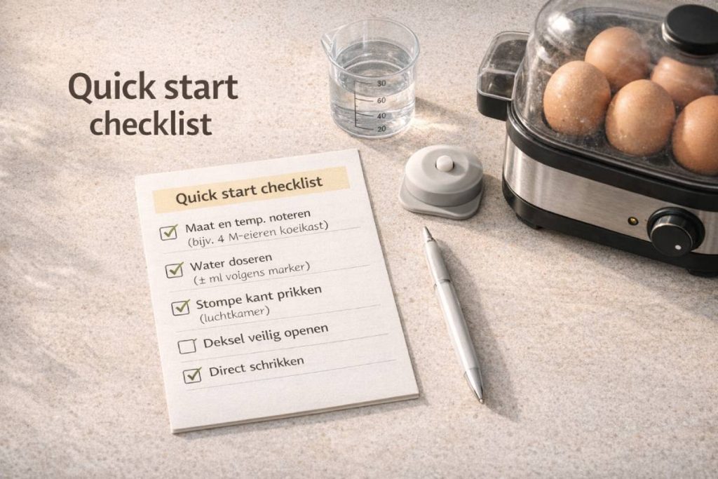 Checklist slot — “Quick start” (printbaar)