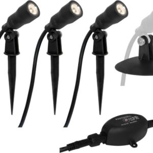 3x LED grond spot - 12V - 3x1 watt - complete set- schermerschakelaar review tuinverlichting