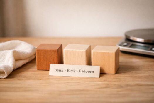 Houtsoorten speelgoed vergelijking: beuk, berk, esdoorn