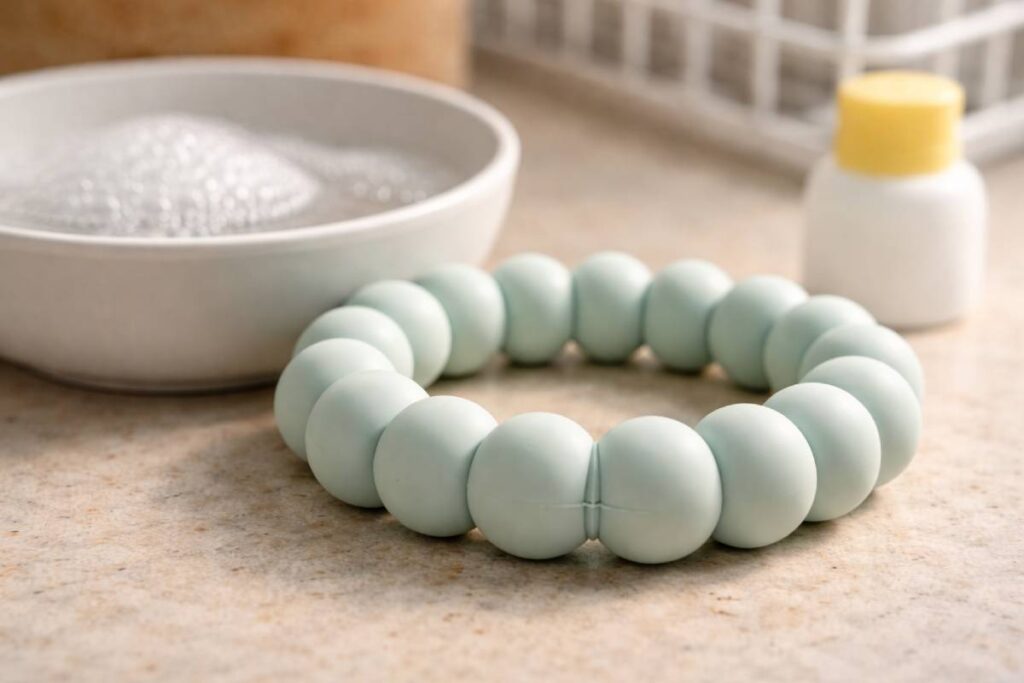 “In de mond”-gebruik: bijtringen, bijtspeelgoed en badspeelgoed