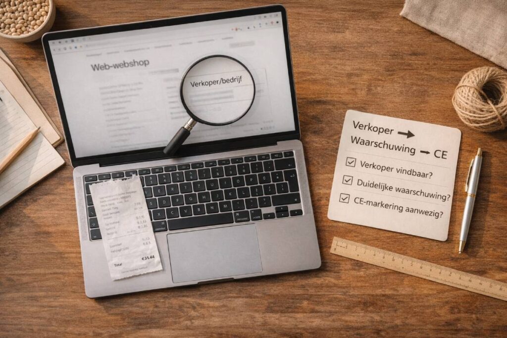 6) Online kopen: CE-markering + verkoperinfo + herkomst