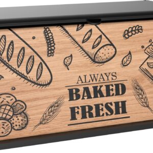 Fixwood Broodtrommel met Houten Klep test vers brood op aanrecht