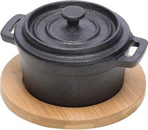 Cosy&Trendy Gietijzeren Potje – Op Bamboeplank -13,5 x 10,5 x 8cm review: warmtevasthoudend keukengerei