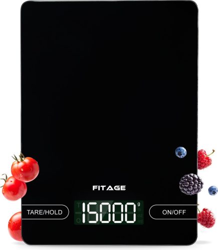 FITAGE Digitale Keukenweegschaal Groot – XXL Weegschaal Keuken tot 15KG – Precisie Weegschaal Digitaal – Nauwkeurig tot 1 gram – Zwart review: 15KG capaciteit en precieze weging