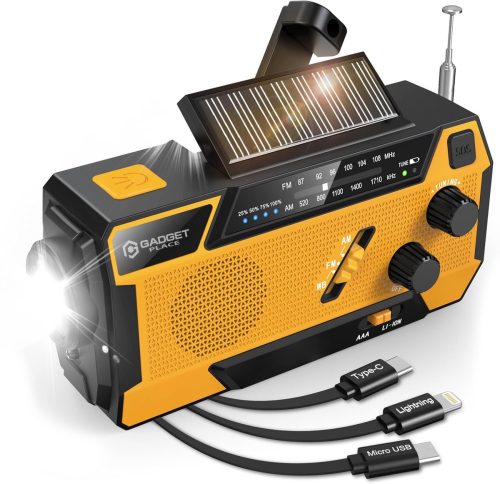 Gadgetplace Noodradio met SOS Alarm en 3 ingebouwde Kabels – Solar Opwindbaar – Draagbare Survival Radio Noodpakket – Powerbank Zonneenergie review: noodstroom bij stroomuitval