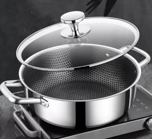 Hapjespan inductie RVS Ø 28 cm test: honingraat anti-aanbaklaag