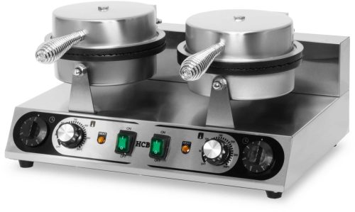 HCB® – Professioneel dubbel horeca wafelijzer test 2 tegelijk RVS