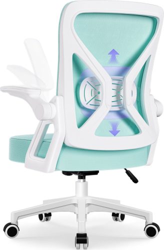 Hiaonyx Bureaustoel-Ergonomische bureaustoel-bureaustoelen voor volwassenen-Opklapbare armleuningen-Lendensteun-Verdikt en verbreed zitkussen-Blauwachtig wit review voor…