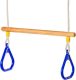 Houten trapeze lijnzaadolie met driehoeksringen Blauw PH Touwtest