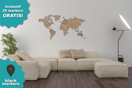 Houten Wereldkaart BUDGET review: reizen markeren, wanddecoratie