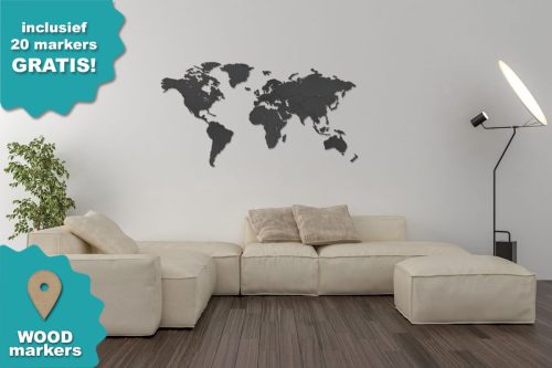 Houten Wereldkaart BUDGET ZWART review: grote muurdecoratie