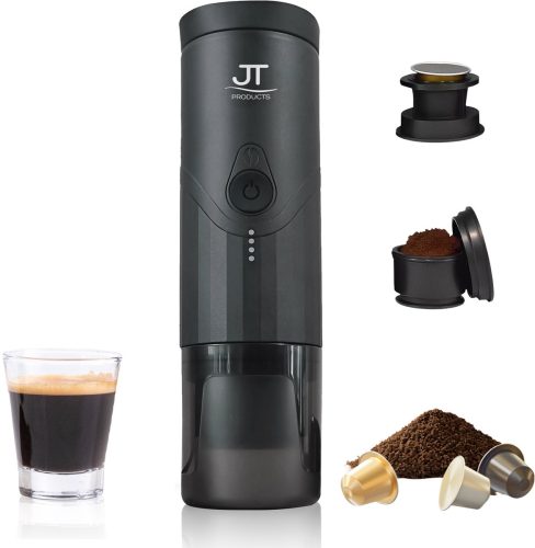 JT Products Draagbare 2 In 1 Espressomachine Zwart review op reis