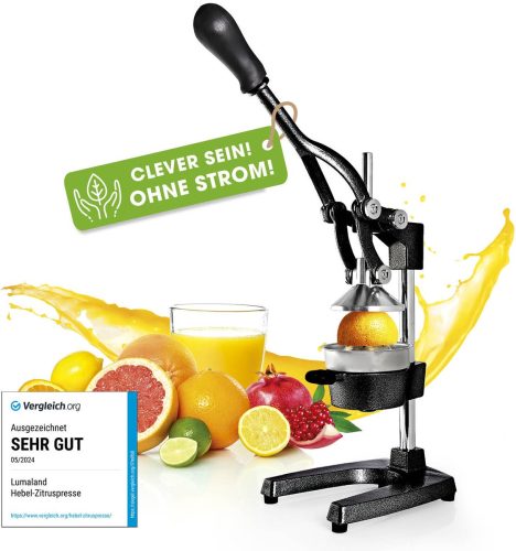 Lumaland handmatige citruspers gietijzer test: hoge sapopbrengst