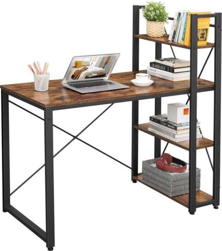 Mazazu – Bureau – Computertafel met planken – Thuiskantoor – Industrieel – Vintage – Bruin/zwart – 60x120x76/120 review: ruimtebesparend thuiskantoor