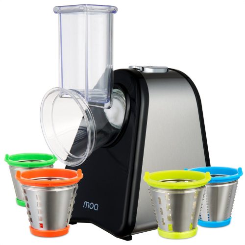 MOA Foodprocessor – Groentesnijder – Hakmolen – Meerdere Opzetstukken – Uiensnijder – RVS/Zwart review: sneller snijden met keukenmachine
