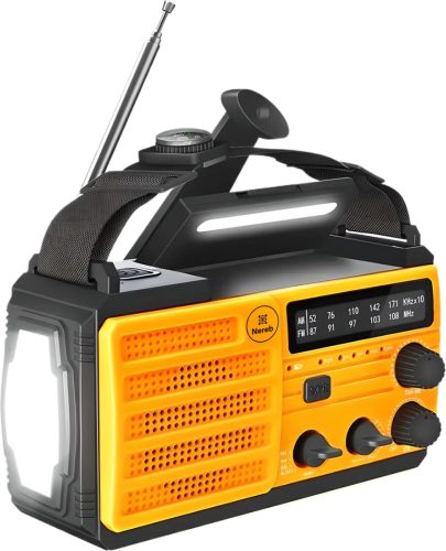 Nereb – Noodradio met Zaklamp – Dynamo – Zonnepaneel – Powerbank – AM/FM test noodpakket