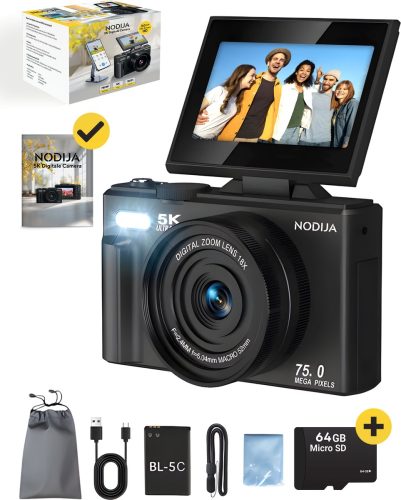NODIJA Digitale Camera – 5K 75MP – Compact Fotocamera – Vlog Camera review vloggen