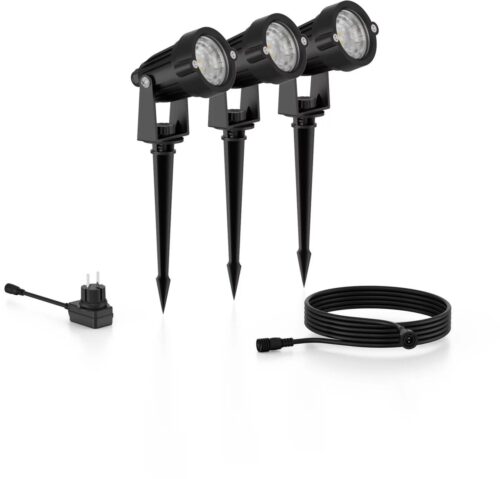 Philips GardenLink Caper 24V sokkellamp met spies – zwart – set van 3 test: IP65 tuinverlichting