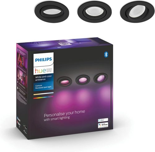Philips Hue Centura 3‑pack — slimme zwarte GU10 inbouwspots